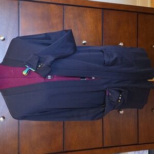 Land's End Long-Sleeve Cardigan Navy Blue, 2 Pockets, Cuff Buttons, Size S, 6-8